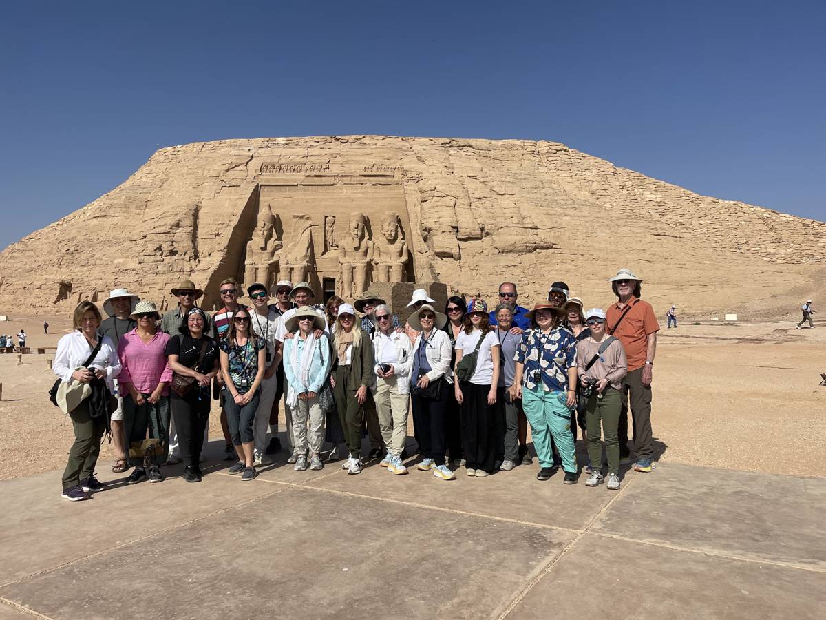 Cultured Travel group at the entrance of Abu Simbel temple during a 12-day luxury Egypt tour